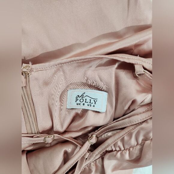 Oh Polly Rose Gold Satin Mini Dress - Picture 3 of 4